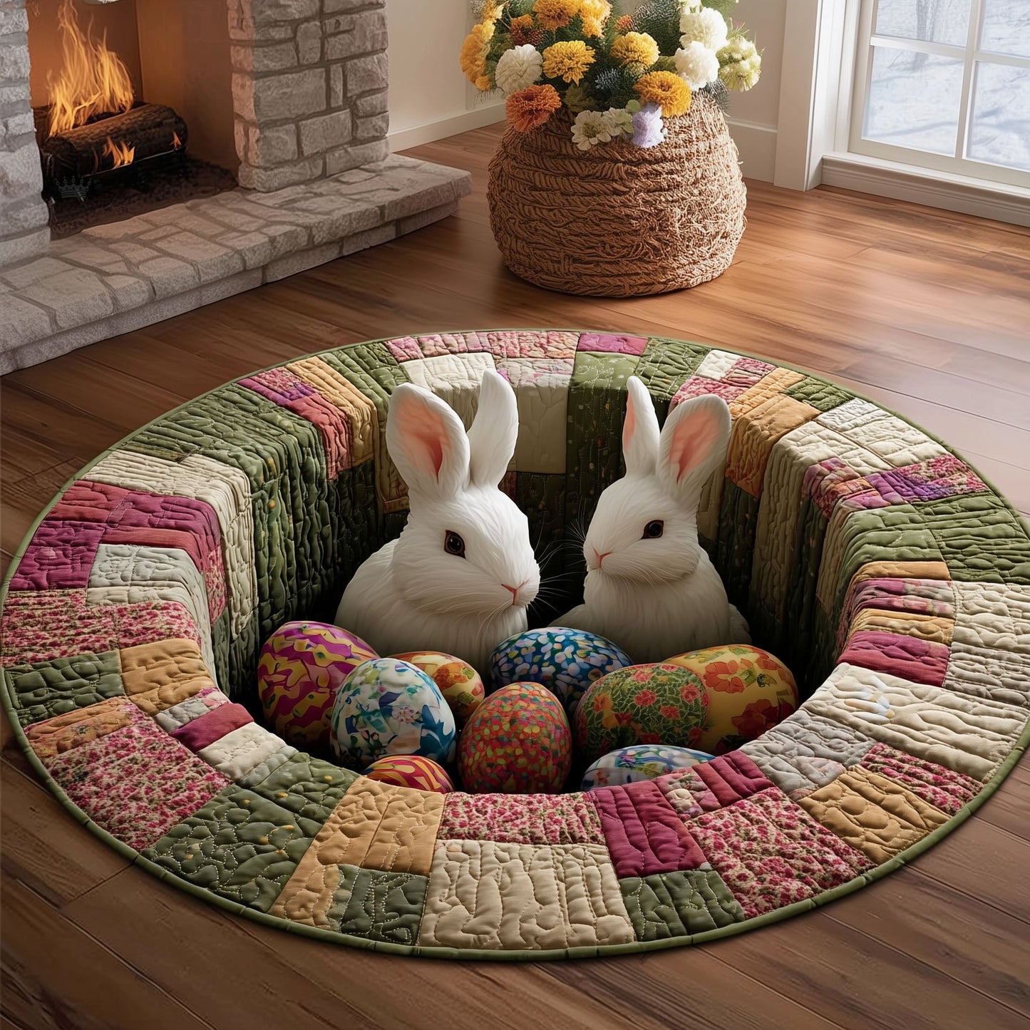 Easter Bunnies Quilted Round Mat GFTONT6628