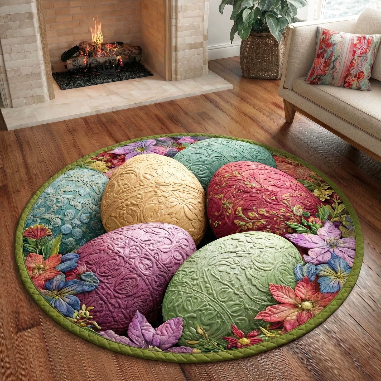 Easter Eggs Quilted Round Mat GFTONT6630