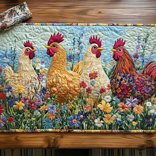 Farmhouse Chickens Quilted Table Runner GFTONT6648