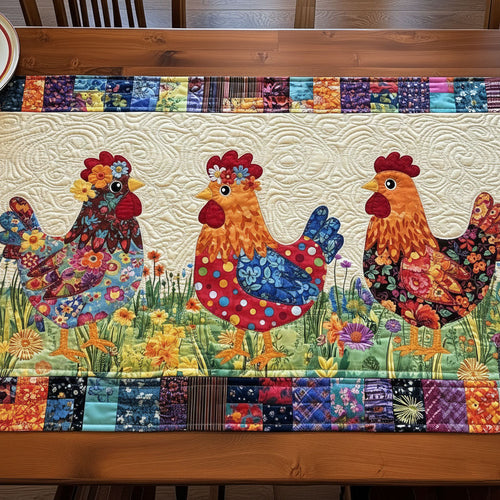 Farmhouse Chickens Quilted Table Runner GFTONT6649