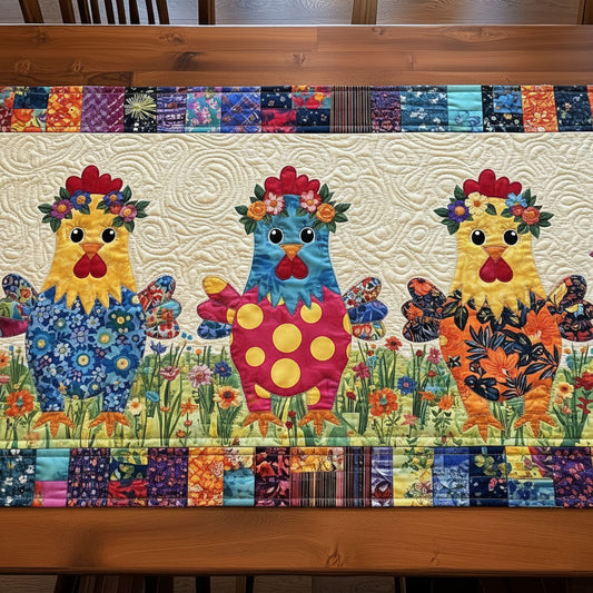 Farmhouse Chickens Quilted Table Runner GFTONT6650