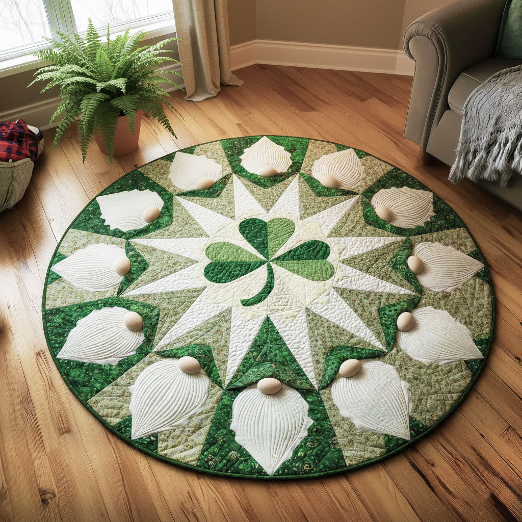 Shamrock Gnome Quilted Round Mat GFTONT6665