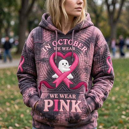 Pink Ribbon Heart Ghost Hoodie GFTONTD2120