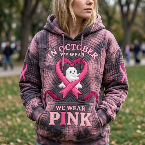 Pink Ribbon Heart Ghost Hoodie GFTONTD2120