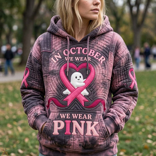 Pink Ribbon Heart Ghost Hoodie GFTONTD2120