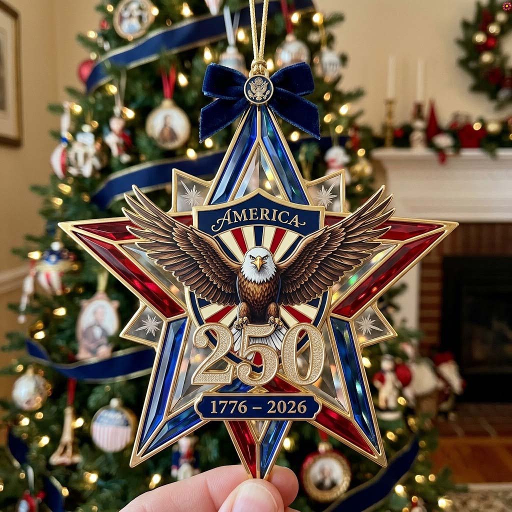 America 250 Legacy Christmas Mica Ornament