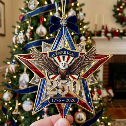 America 250 Legacy Christmas Mica Ornament