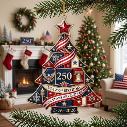America 250 Legacy Christmas Mica Ornament