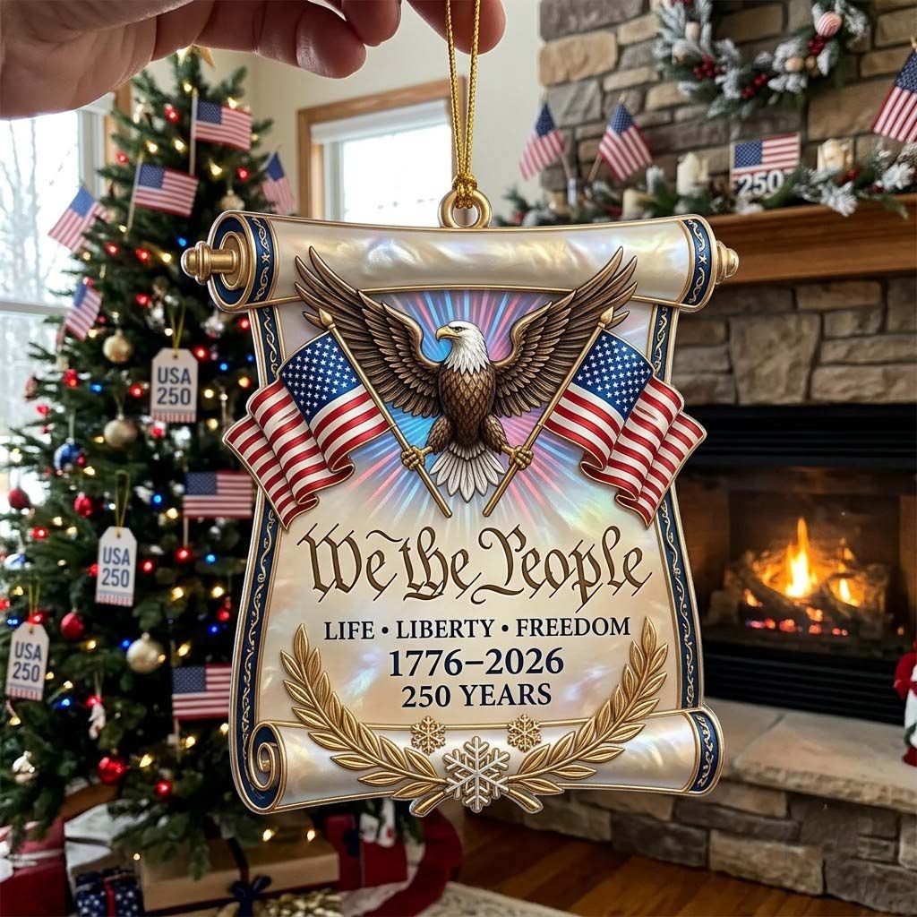 America 250 Legacy Christmas Mica Ornament