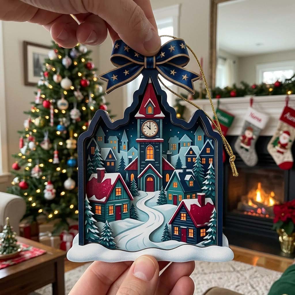 Forest Christmas Holiday Christmas Mica Ornament