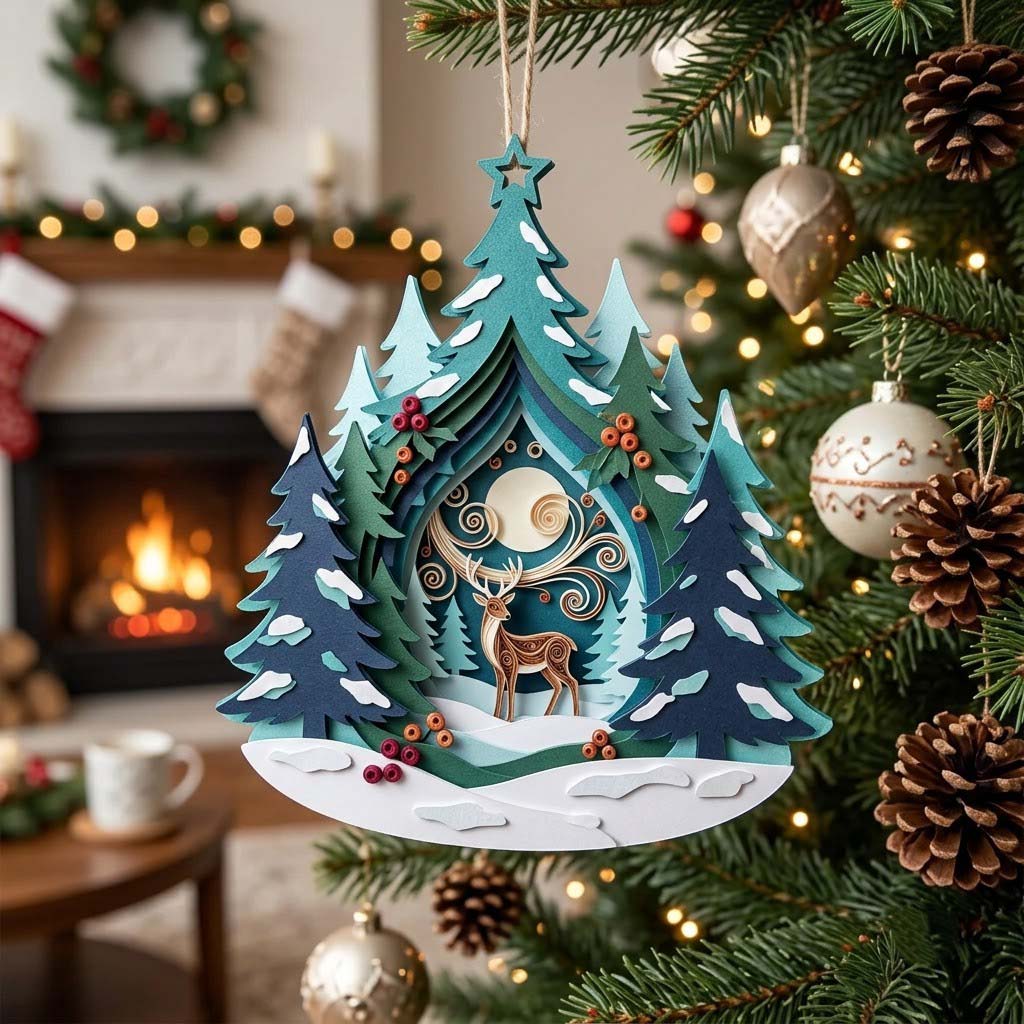 Forest Christmas Holiday Christmas Mica Ornament