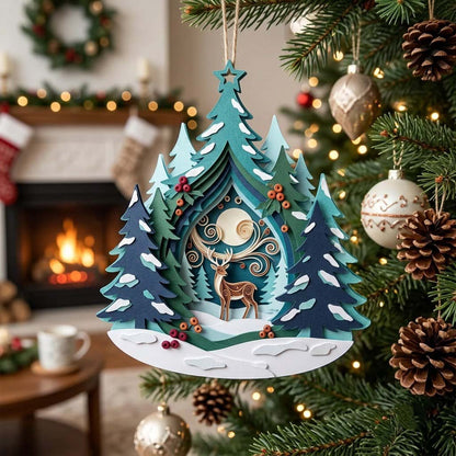 Forest Christmas Holiday Christmas Mica Ornament