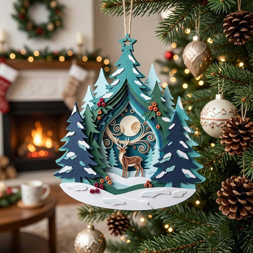 Forest Paper Portal Christmas Mica Ornament GFTONTD2135
