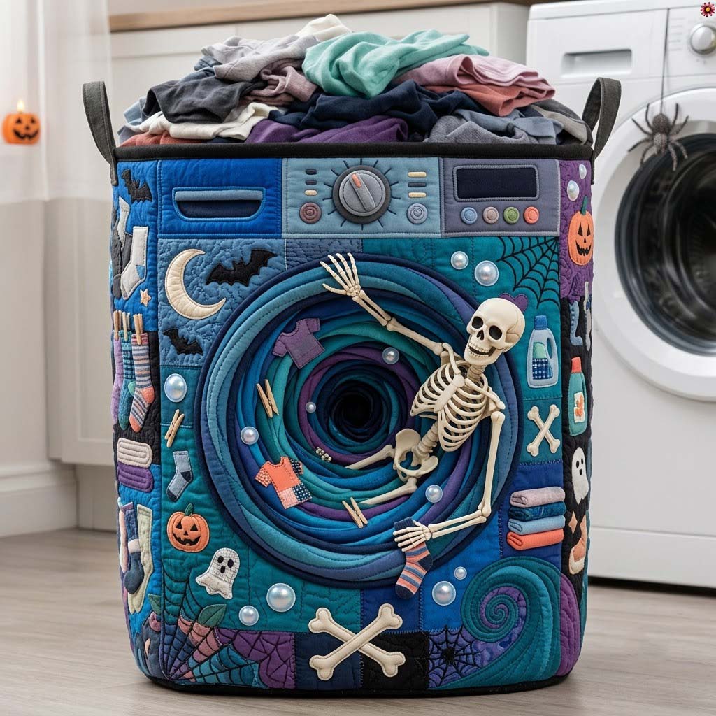 Skeleton Laundry Vortex Quilted Laundry Basket GFTONTD2188