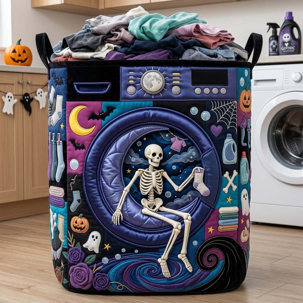 Skeleton Moonlight Wash Quilted Laundry Basket GFTONTD2192