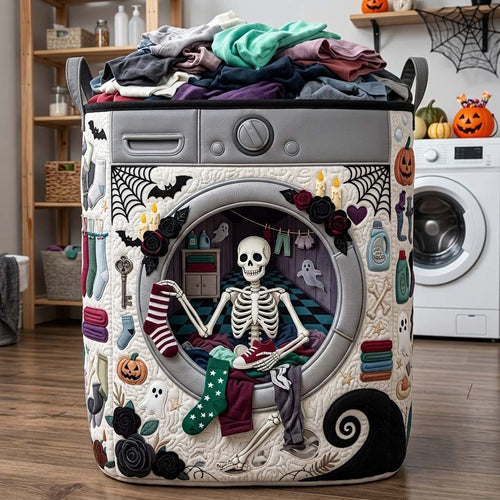 Skeleton Laundry Room Quilted Laundry Basket GFTONTD2193