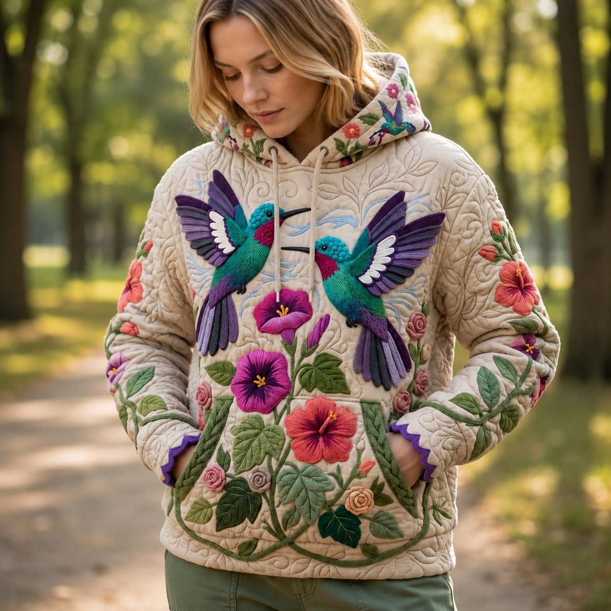 Hummingbird Knitted Garden Hoodie GFTONTD2226