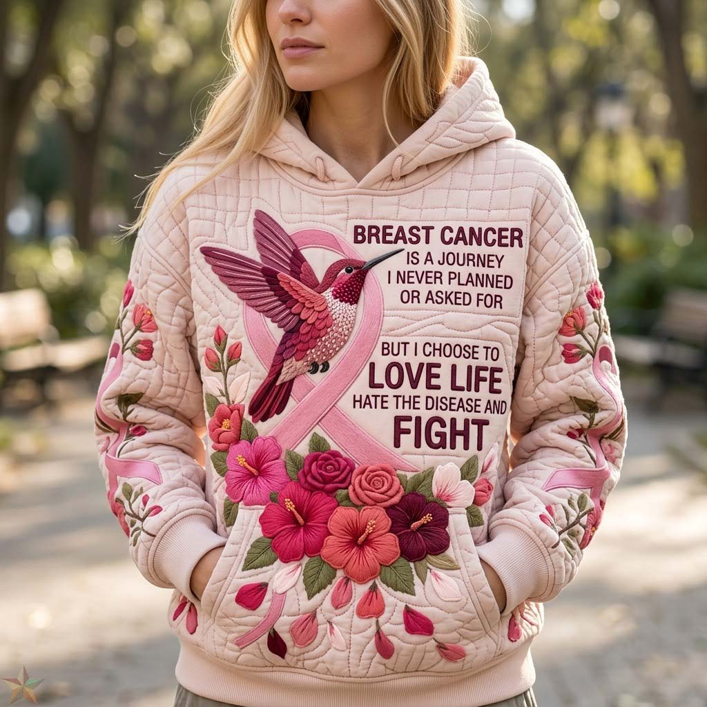 Breast Cancer Journey Hummingbird Hoodie GFTONTD2228