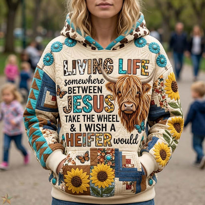 Living Life Somewhere Between Jesus Hoodie GFTONTD2232