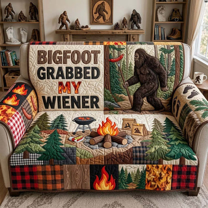 Bigfoot Grabbed My Wiener Quilted Sofa Cover GFTONTD2246