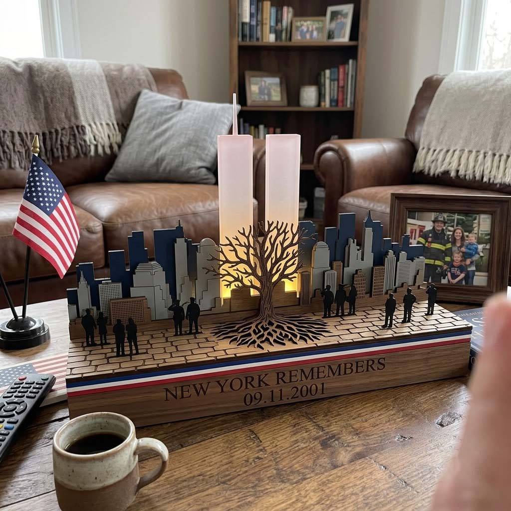 9/11 Remember Wooden Block 3-Layers