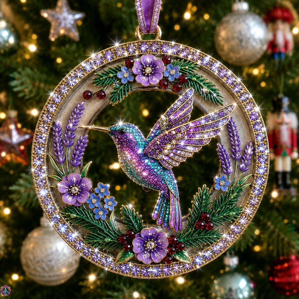 Hummingbird Christmas Mica Ornament