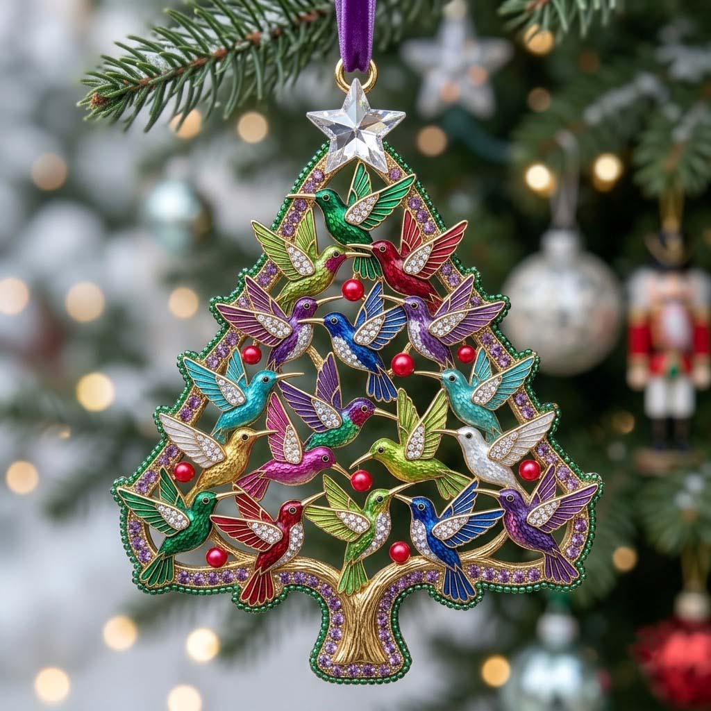 Hummingbird Christmas Mica Ornament