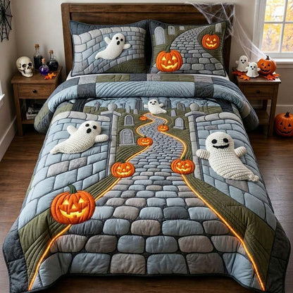 Ghostly Graveyard Nights 3-Piece Quilted Bedding Set GFTONTD2288