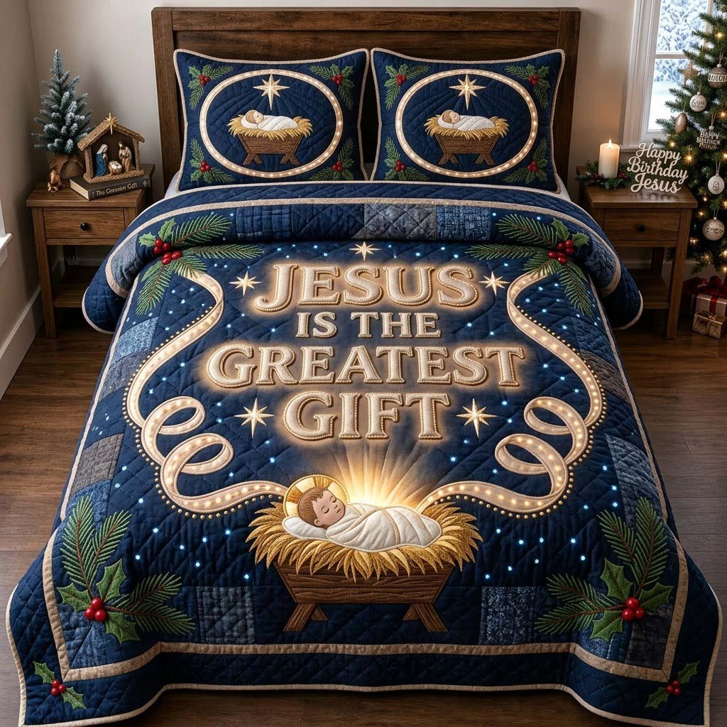 The Light of Bethlehem 3-Piece Quilted Bedding Set GFTONTD2293