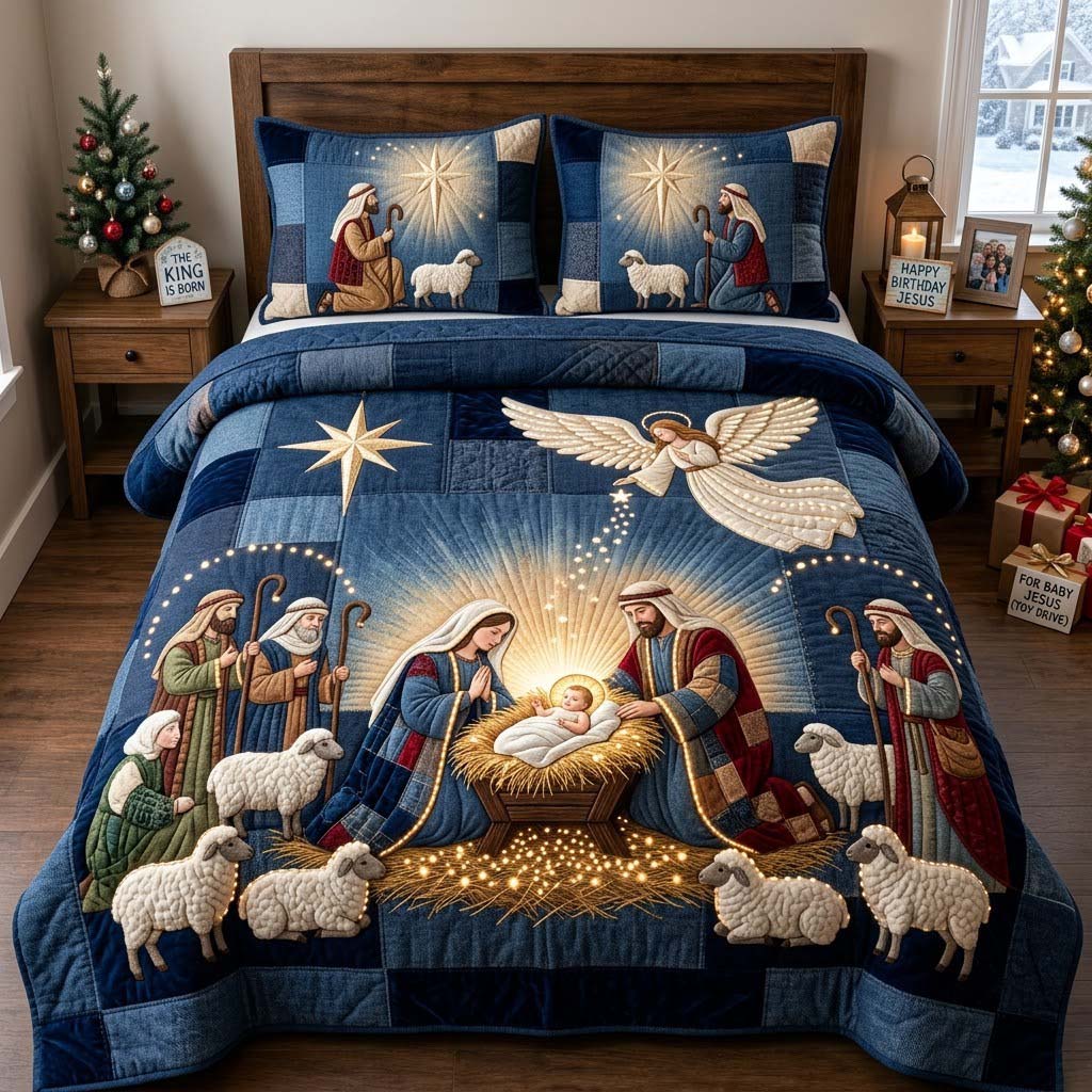 The Light of Bethlehem 3-Piece Quilted Bedding Set GFTONTD2294