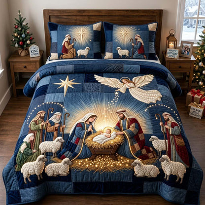 The Light of Bethlehem 3-Piece Quilted Bedding Set GFTONTD2294