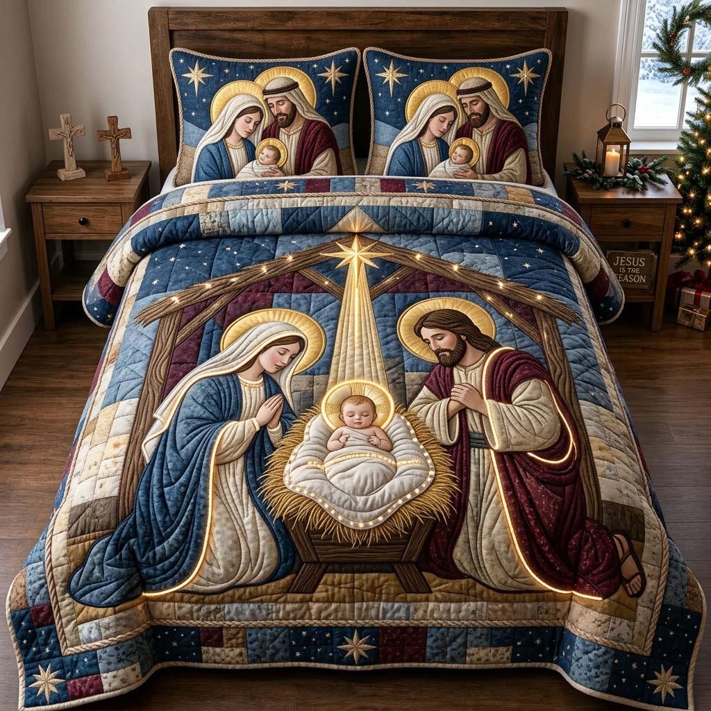 The Light of Bethlehem 3-Piece Quilted Bedding Set GFTONTD2298