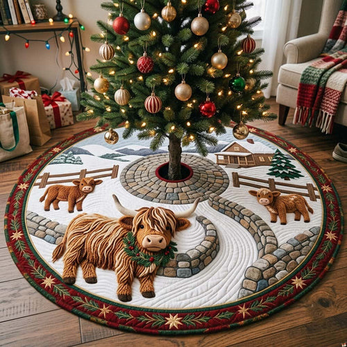 Highland Christmas Pasture Quilted Tree Skirt GFTONTD2300