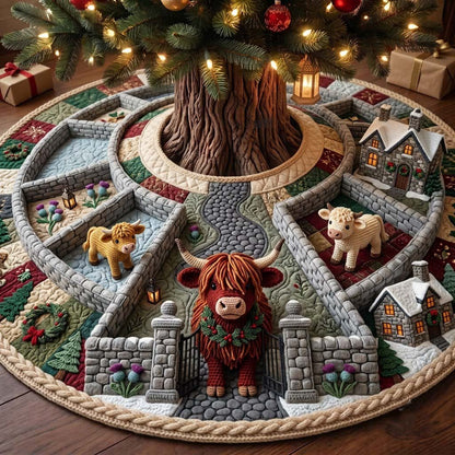 Highland Christmas Pasture Quilted Tree Skirt GFTONTD2301