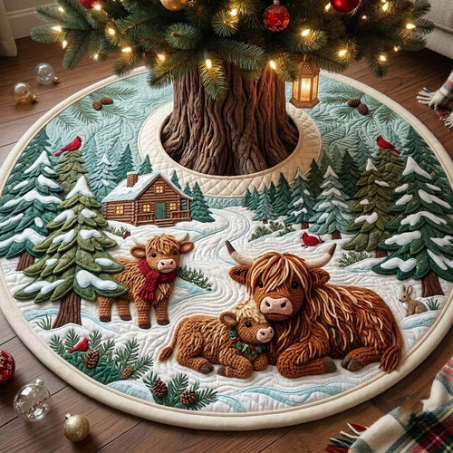 Highland Christmas Pasture Quilted Tree Skirt GFTONTD2303