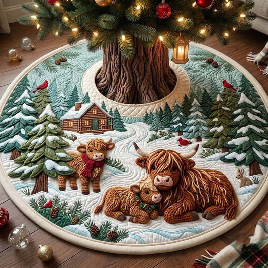 Highland Christmas Pasture Quilted Tree Skirt GFTONTD2303