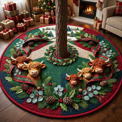 Highland Christmas Pasture Quilted Tree Skirt GFTONTD2304