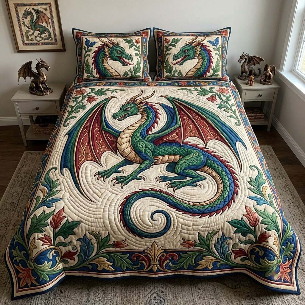Legends of the Dragon 3-Piece Quilted Bedding Set GFTONTD2324