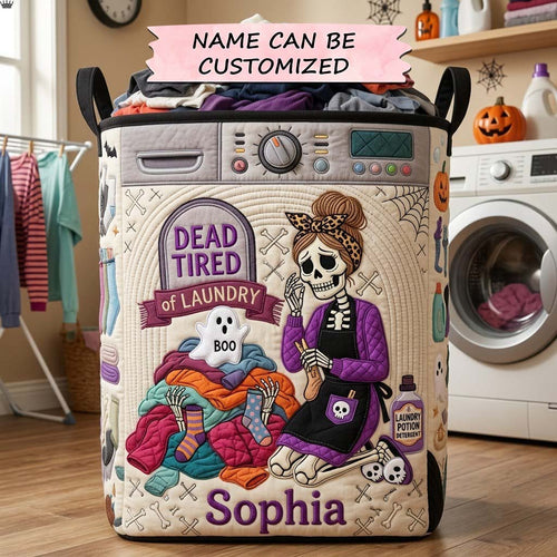 Dead Tired Laundry Club Quilted Laundry Basket QTCUZ GFTONTD2333