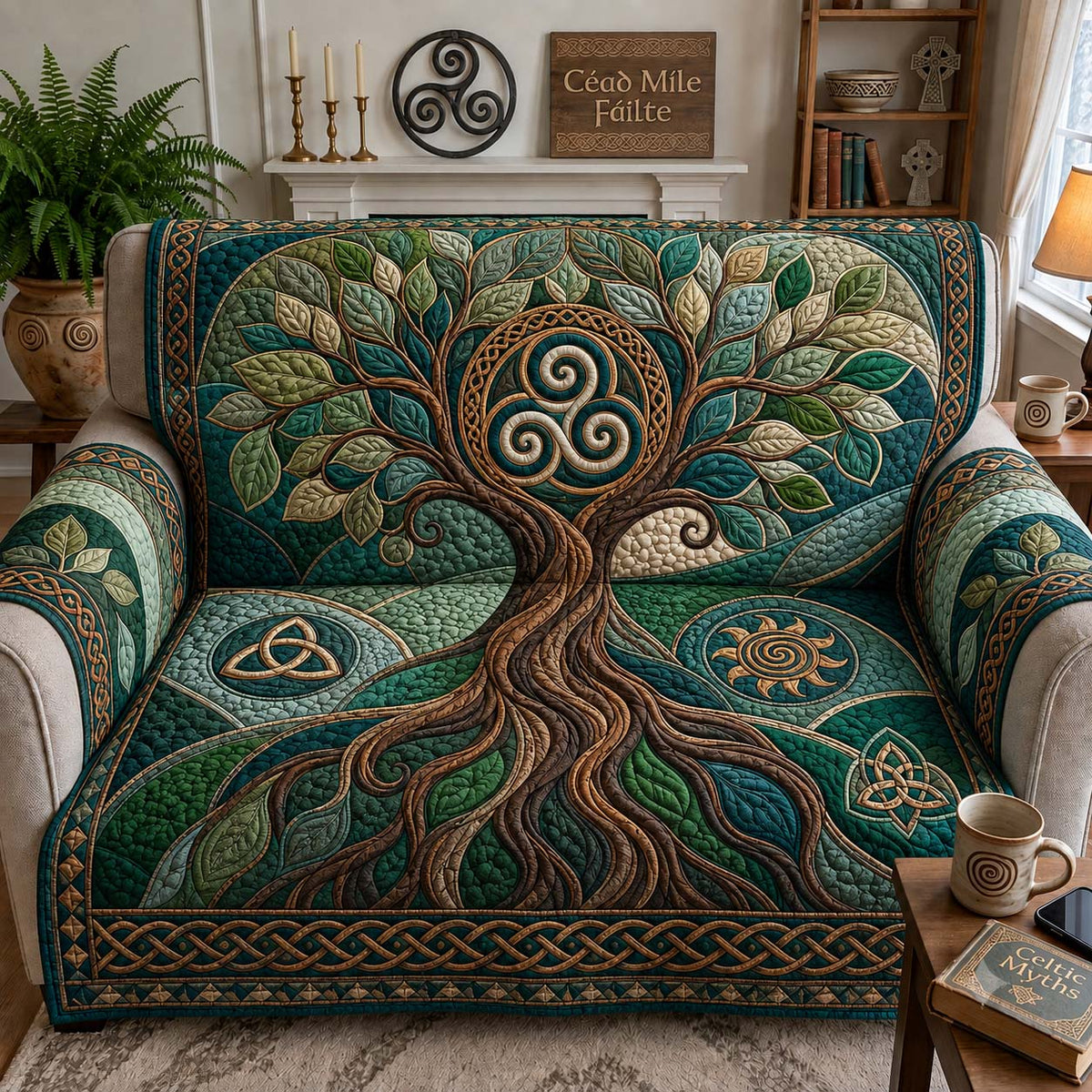 Roots of the Ancient Isles Quilted Sofa Cover GFTONTD2412
