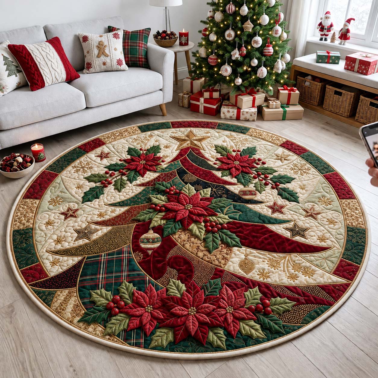 Evergreen Elegance Quilted Round Mat GFTONTD2546