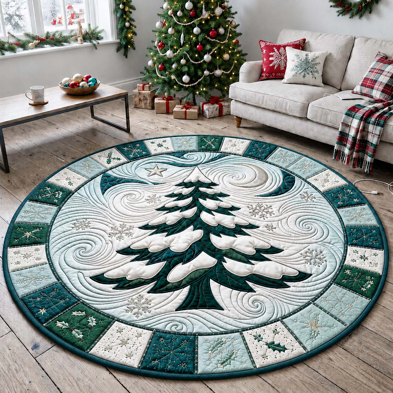 Evergreen Elegance Quilted Round Mat GFTONTD2549