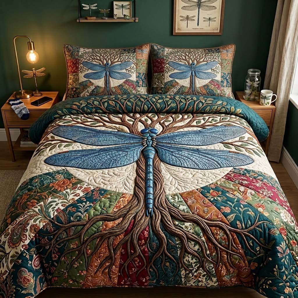 Wings of the Garden 3-Piece Quilted Bedding Set GFTONTD2574