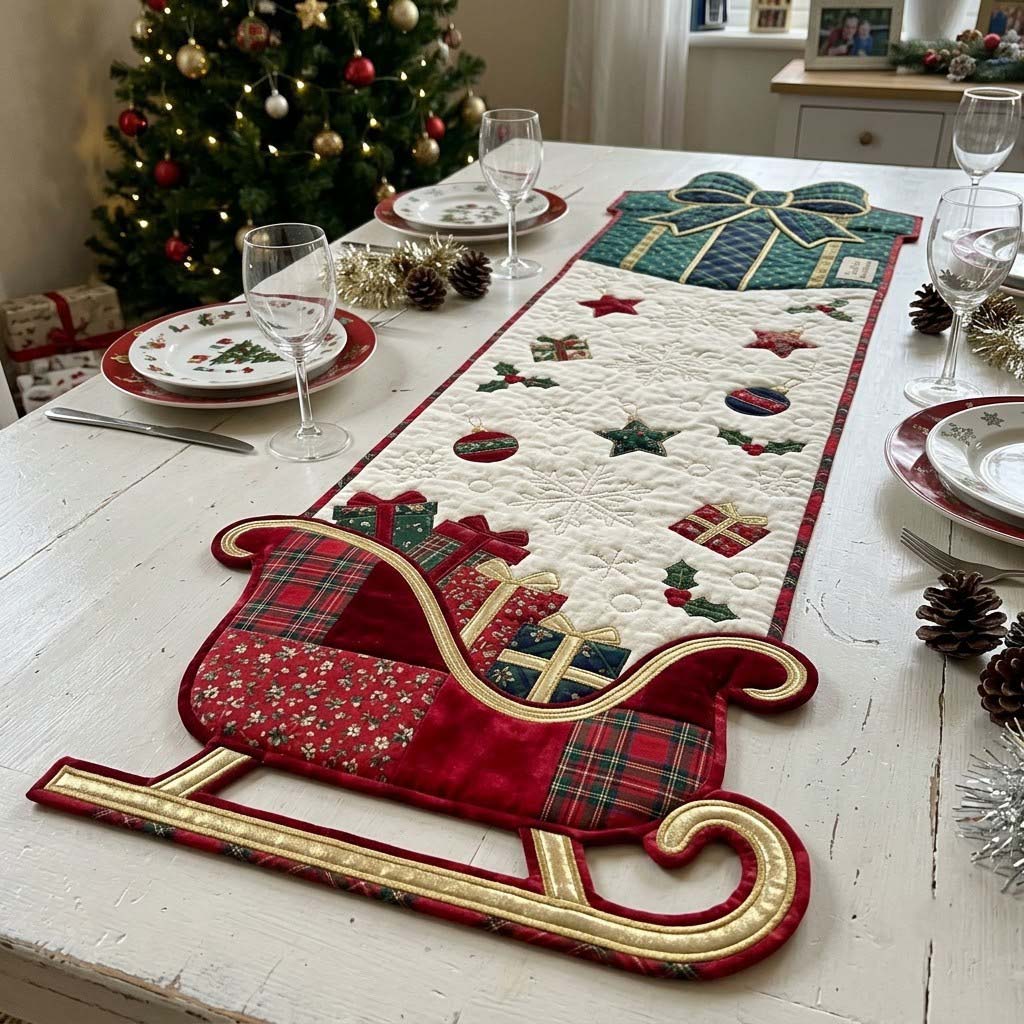 Shaped Christmas Magic Custom Shape Quilted Table Runner GFTONTD2622