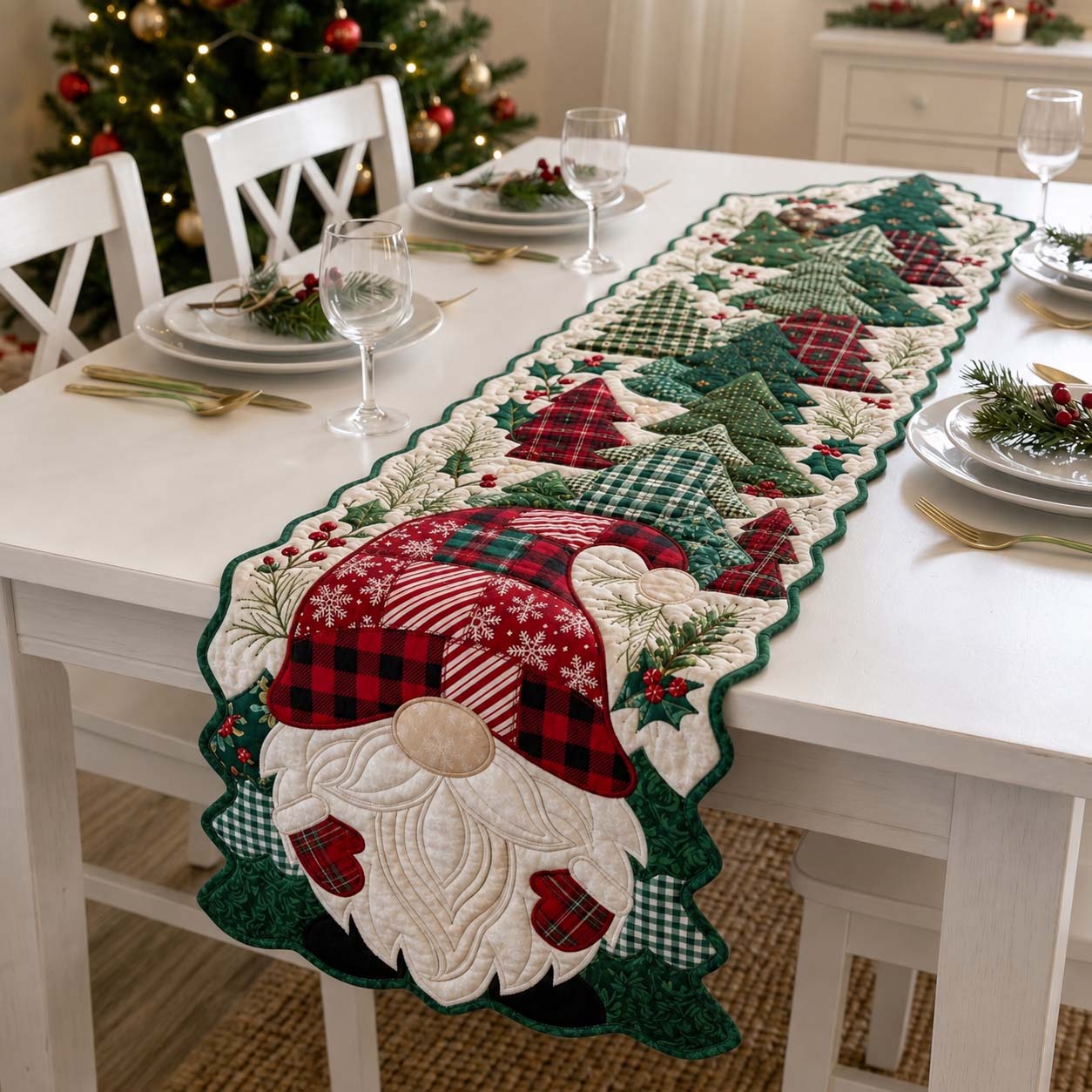 Shaped Christmas Magic Custom Shape Quilted Table Runner GFTONTD2623