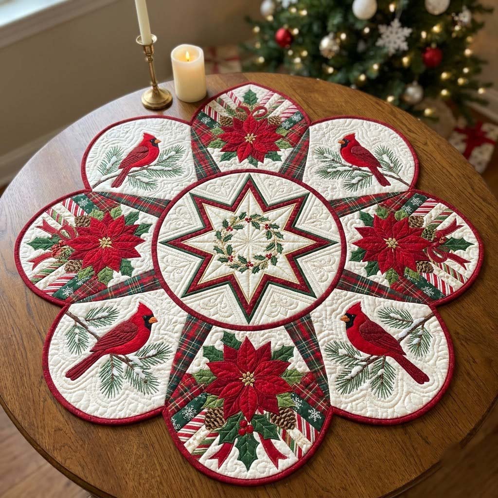 Merry Table Magic Custom Shape Quilted Table Topper GFTONTD2630
