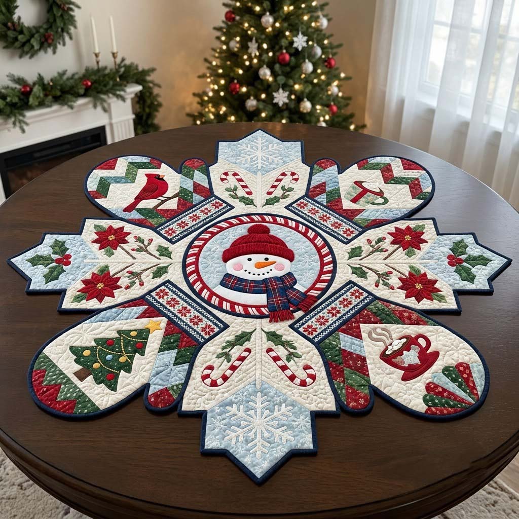 Merry Table Magic Custom Shape Quilted Table Topper GFTONTD2631