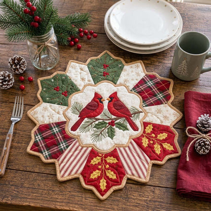 Merry Patchwork Blooms Custom Shape Quilted Placemat GFTONTD2646