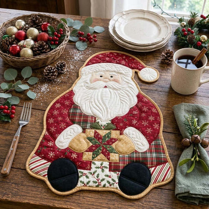 Merry Patchwork Blooms Custom Shape Quilted Placemat GFTONTD2648