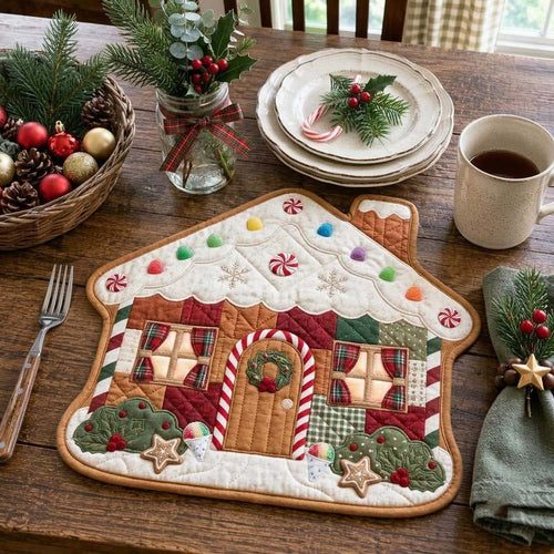 Merry Patchwork Blooms Custom Shape Quilted Placemat GFTONTD2649
